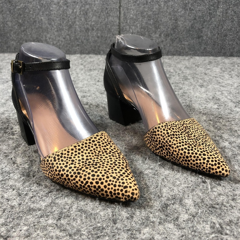 Crown Vintage Shoes Womens 6 M Brown Animal Print D'Orsay Ankle Strap Block Heel
